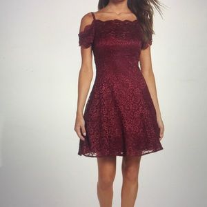 Morgan & Co Glitter Lace Fit and Flare dress